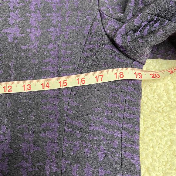 Rena Lange Woven Wool Silk Blend Purple Black Pattern Double Snap Jacket 10 - Picture 9 of 11